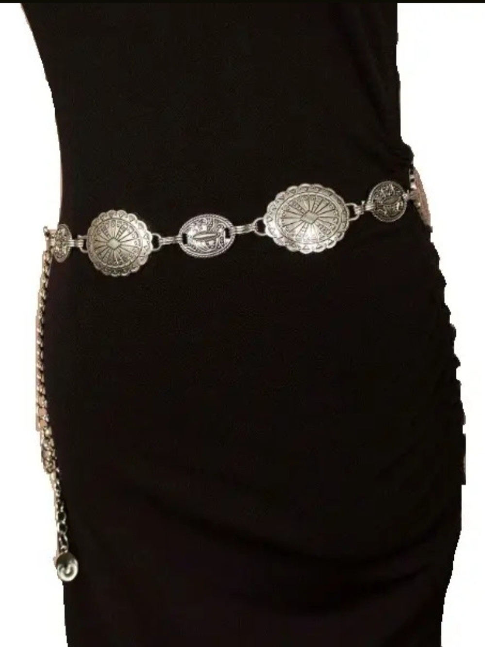 Silver Western Concho Chain Belt - Women's Accessory